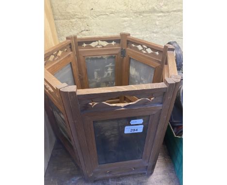 A Japanese glass panel wooden framed table base/lantern 