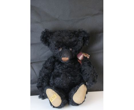 Ltd edn (41/100) Merrythought Mohair Story teddy bear in black, with growler, original tag, vg