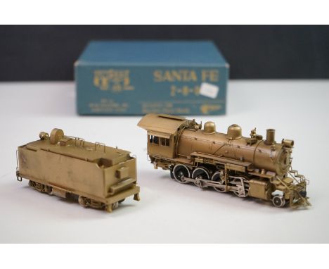 Boxed United Scale Models exclusively for Pacific Fast Mail HO gauge Santa Fe 2-8-0 brass locomotive and tender, by Atlas Ind