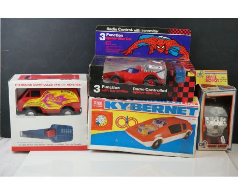 Three battery operated toy cars to include Power Command Radio Controlled Spider-Man Car, Piko Spielwaren Kybernet and Super 