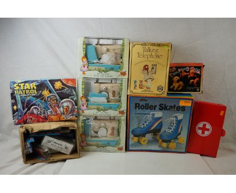 Collection of boxed circa 60's toys to include Falcon Star Patrol Jigsaw, Chad Valley Talking Phone, etc 