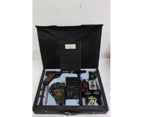 Lonestar The Man from UNCLE attaché case set, comprising of polystyrene packed vinyl covered attaché case containing various 