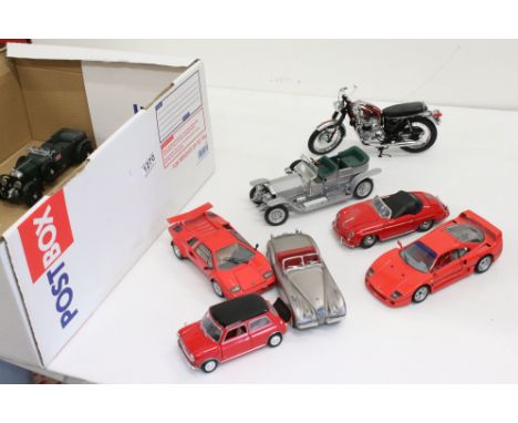 10 x Ex-display Franklin Mint diecast models to include 1929 Bentley, 1967 Morris Minor Cooper, 1907 Rolls-Royce The Silver G