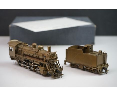 Boxed United Scale Models HO gauge Frisco 2-10-0 brass locomotive and tender by Atlas Industries Inc (Japan), unpainted, mode