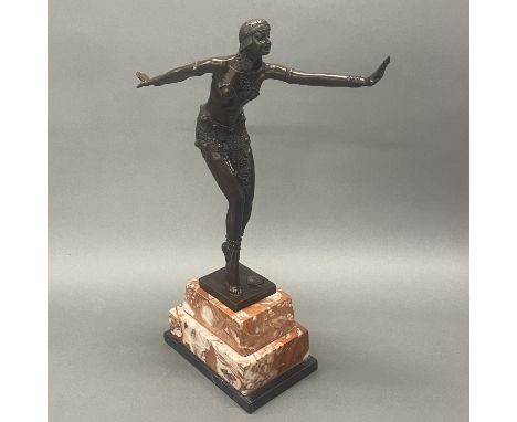 An Art Deco style bronze figure of a dancer after Chiparus, H. 47cm.