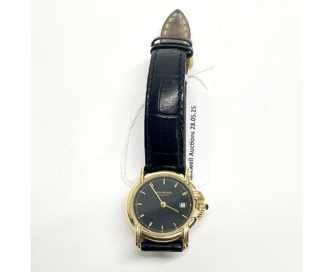 A lady's Raymond Weil gold plated wrist watch.