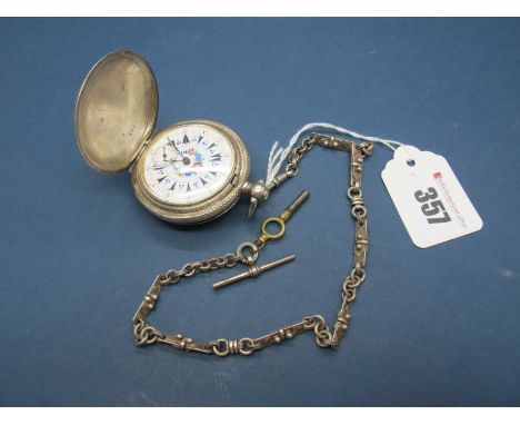 An Ottoman Hunter Pocketwatch, the white dial with hand painted flowers and seconds subsidiary dial, the movement cover inscr
