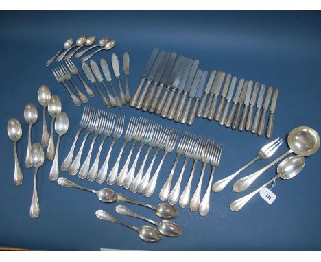 A Part Canteen of 916/000 Cutlery, comprising sixteen table forks, six table spoons, four smaller spoons, five teaspoons, thr
