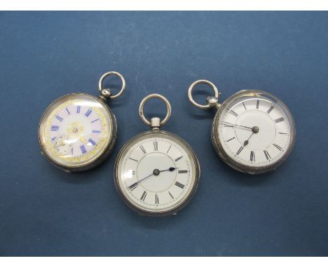 A Hallmarked Silver Cased Openface Fob Watch, the dial with Roman numerals, the movement unsigned, within foliate engraved ca