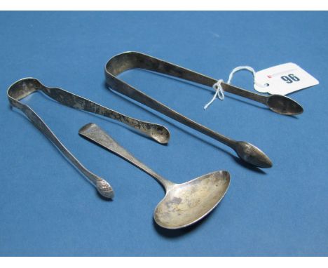 A Pair of Hallmarked Silver Sugar Tongs, Thomas Wilkes Barker, London 1806; Together with Another Pair, part hallmarked; and 