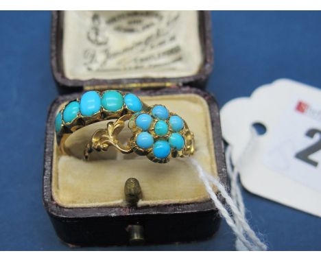 A XIX Century Turquoise Set Ring, of cluster design, between openwork scroll shoulders; Together with A Five Stone Ring, of g