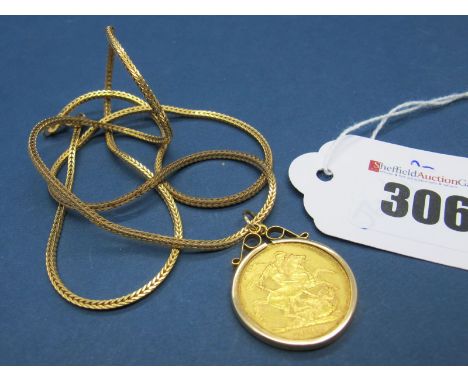 A Victoria Sovereign, 1892 (M), loose set, on 9ct gold chain. 