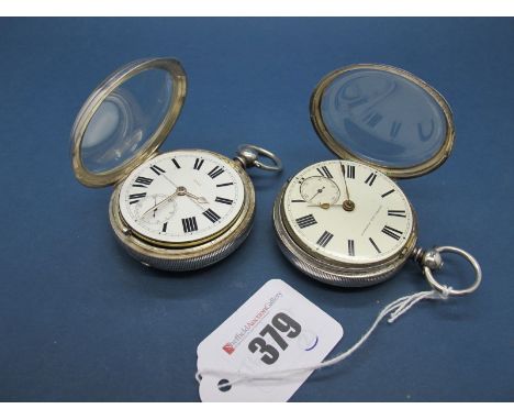 J.H. Dougherty Huddersfield; A Hallmarked Silver Cased Openface Pocketwatch, the signed dial with bold black Roman numerals a