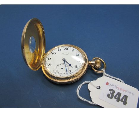 Record; A Gold Plated Cased Half Hunter Pocketwatch, the signed dial with black Arabic numerals and seconds subsidiary dial, 
