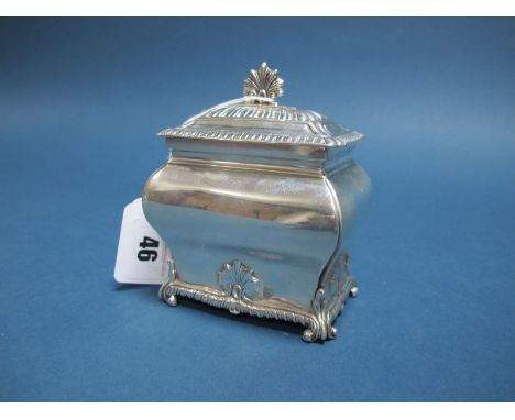 A Hallmarked Silver Tea Caddy, Thomas Bradbury & Sons, London 1896, of shaped design, with gadrooned edge, the rectangular pu