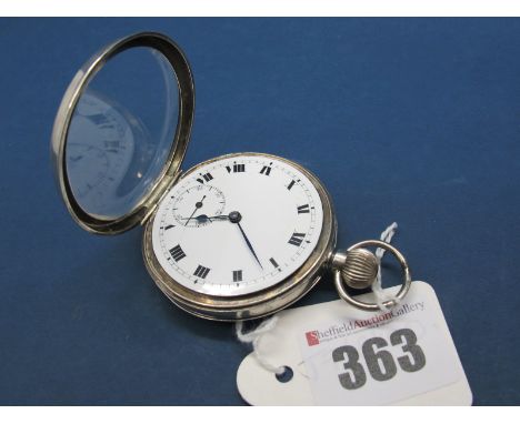 A Hallmarked Silver Cased Openface Pocketwatch, the dial with bold black Roman numerals and seconds subsidiary dial, the move