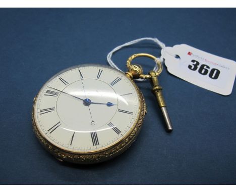 An 18ct Gold Cased Openface Chronograph Pocketwatch, the unsigned dial with black Roman numerals and centre seconds, the move