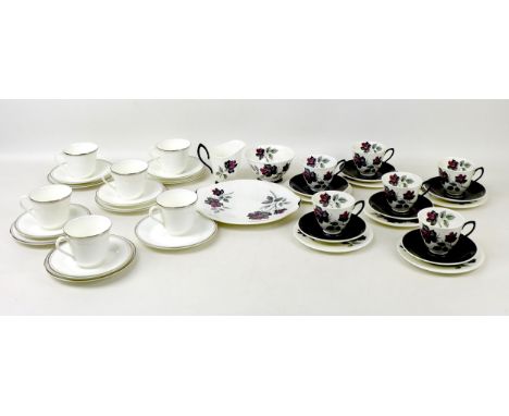 A Royal Albert part tea service, decorated in the 'Masquerade' pattern, 21 pieces, together with a Royal Doulton part tea ser