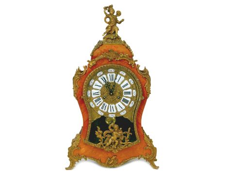 A Louis XIV style Continental bracket clock, by Franz Hermle & Sons, with Roman numeral dial, satinwood inlaid case, gilt met