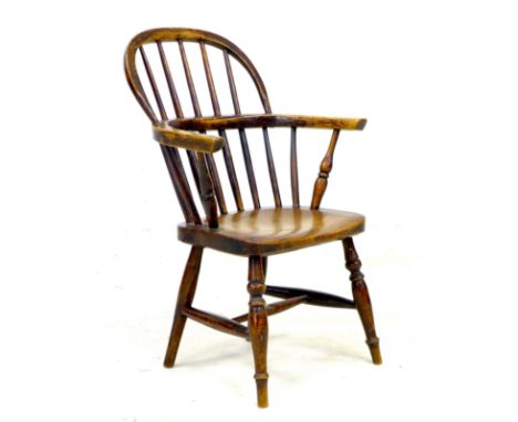 A Victorian oak child's Windsor chair, with stick back and H stretcher, 40.5 by 48 by 63.5cm high. 