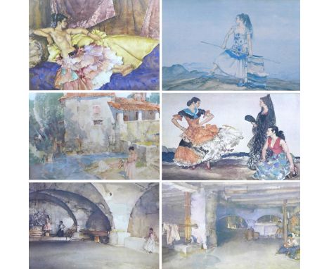 After Sir William Russell Flint (British, 1880-1969): two limited edition prints, "The Mill Pool" landscape with two female n