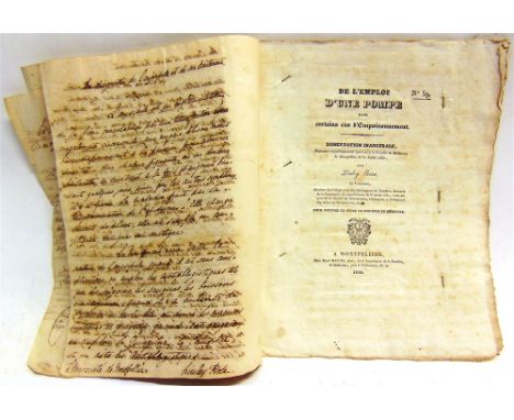 [SCIENCE]. MEDICINE  A small archive, early 19th century, printed and manuscript, including Rose, Linley. De l'Emploi d'une P
