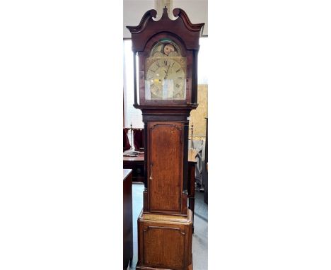 AN EARLY 19TH CENTURY 8-DAY LONGCASE CLOCK the brass dial with subsidiary seconds and date dials, signed to centre 'Hugh Evan