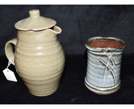 LEACH POTTERY, ST. IVES:  a stoneware coffee pot and cover, 19.5cm high; Nick Rees for Muchelney pottery, a studio pottery va