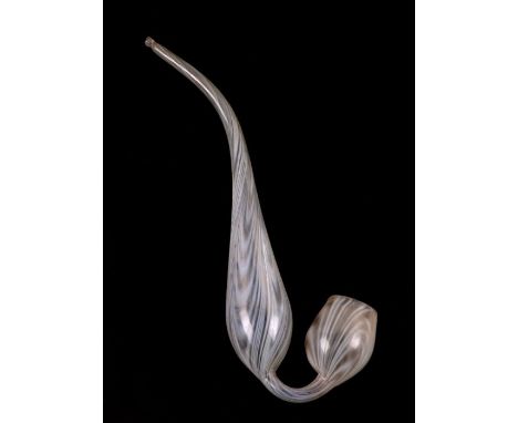 A Victorian Nailsea type glass pipe, approx 32cms long.