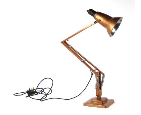 A 1930's Herbert Terry 1227 model Anglepoise lamp (three step to two step transition) with original switched Crabtree bulb ho