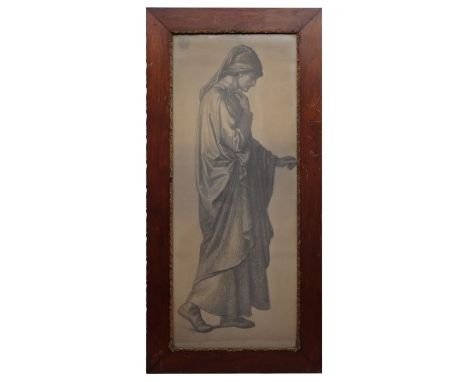 In the manner of Dante Gabriel Rosetti - a full length portrait of a man wearing a robe, monogrammed and dated top left 1874 