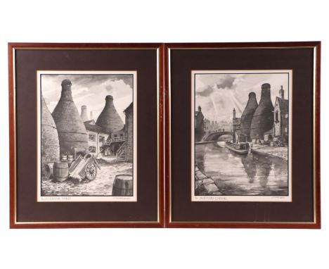 After Aaron S Harper - a set of three limited edition lithograph prints 'Potter's Canal', 'Pot Bank Yard' and 'Webberley Lane