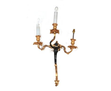 A Louis XVI style ormolu figural wall light, approx 40cms wide.