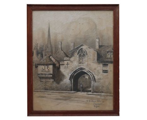 Christopher Hughes (early 20th century school) - St Anne's Gate Salisbury - signed &amp; dated 1913 lower right, charcoal and