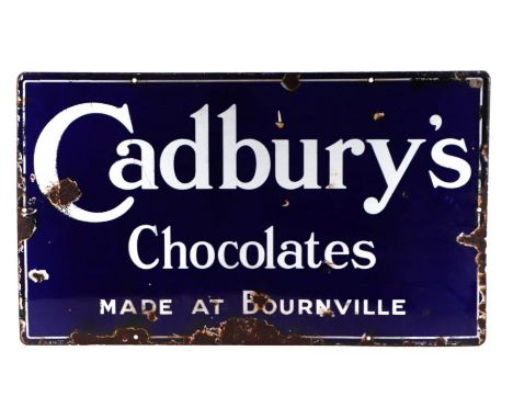 A Cadbury's Chocolates enamel sign, 61 by 36cms.
