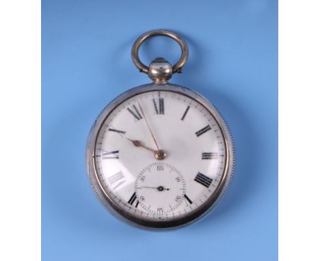 An early 19th century George IV silver open faced pocket watch, the white enamel dial with Roman numerals and subsidiary seco