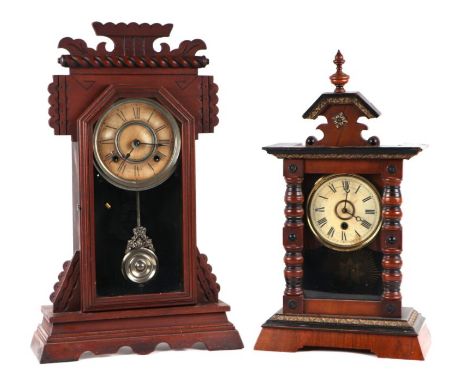 A Junghans Victorian mantle clock; together with an American mantle clock (2).