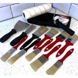 DIY Home Improvement - 9x Paint Brushes, 2x Paint Scraper, Large Roller, Small Tray & Masking Tap...
