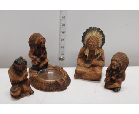 A selection of vintage Native American figurines 