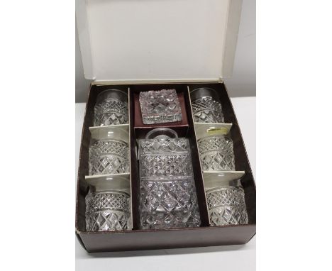 A boxed set of vintage Bohemian glass ware 