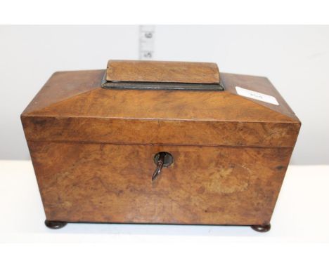 A antique walnut tea caddy 