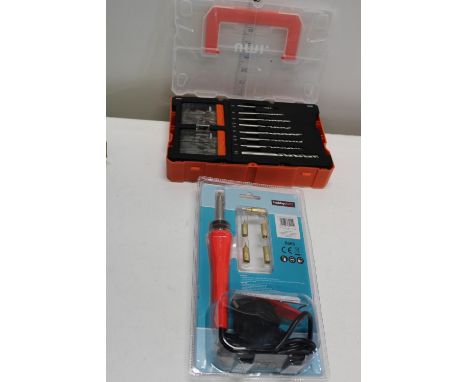A new boxed drill bit set and wood burning tool 