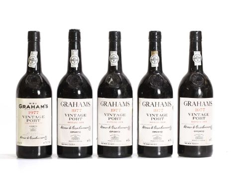 Grahams, Vintage Port, 1977 (5)Condition ReportLight scuffs to capsulesLight marks to labelsUllage - All HS or better
