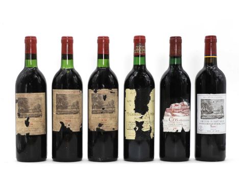 A selection of Bordeaux red wines comprising 3 x Chateau Duhart-Milon, Pauillac, 1979, 1 x Chateau Malescot Saint-Exupery, Ma