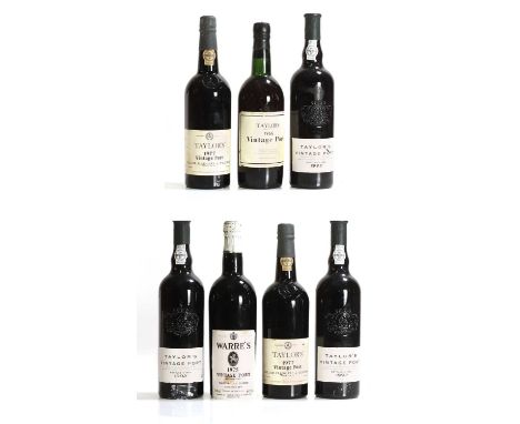 A selection of Taylors Vintage Ports, comprising 1 x Taylors, 1960, 1 x Taylors, 1966, 2 x Taylors, 1977 and 3 x Taylors, 199