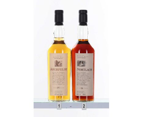 Aberfeldy - 15 years old Highlands Single Malt Scotch Whisky, 43% vol., 70 cl, together with a bottle of Mortlach, Speyside S