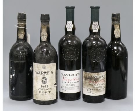 Three bottles of Warres vintage port, 1975 and two bottles of Taylor's vintage port, 2008