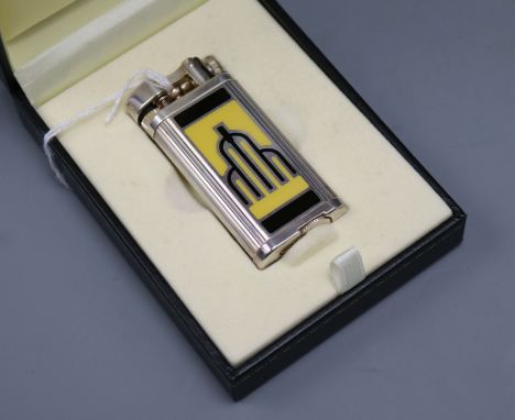 A Dunhill unique enamelled lighter, papers and case