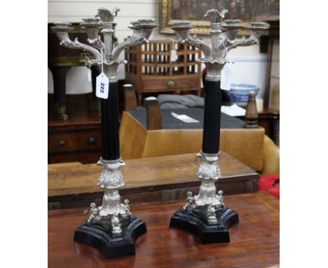 A pair of Regency style six light candelabra height 56cm