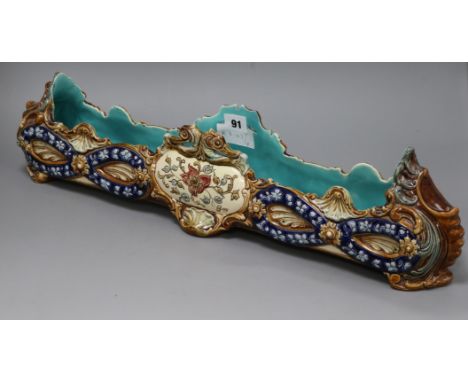 A Victorian majolica-style ceramic planter marked WS &amp; S length 61cm